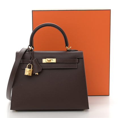 Hermes Madame Calfskin Kelly Sellier 25 Moka 11 of 11