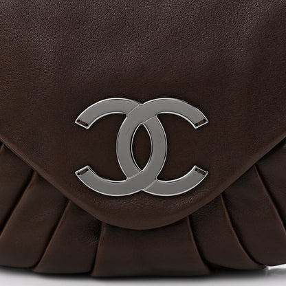 Chanel Lambskin Pleated CC Shoulder Bag Marron Fonce 8 of 10