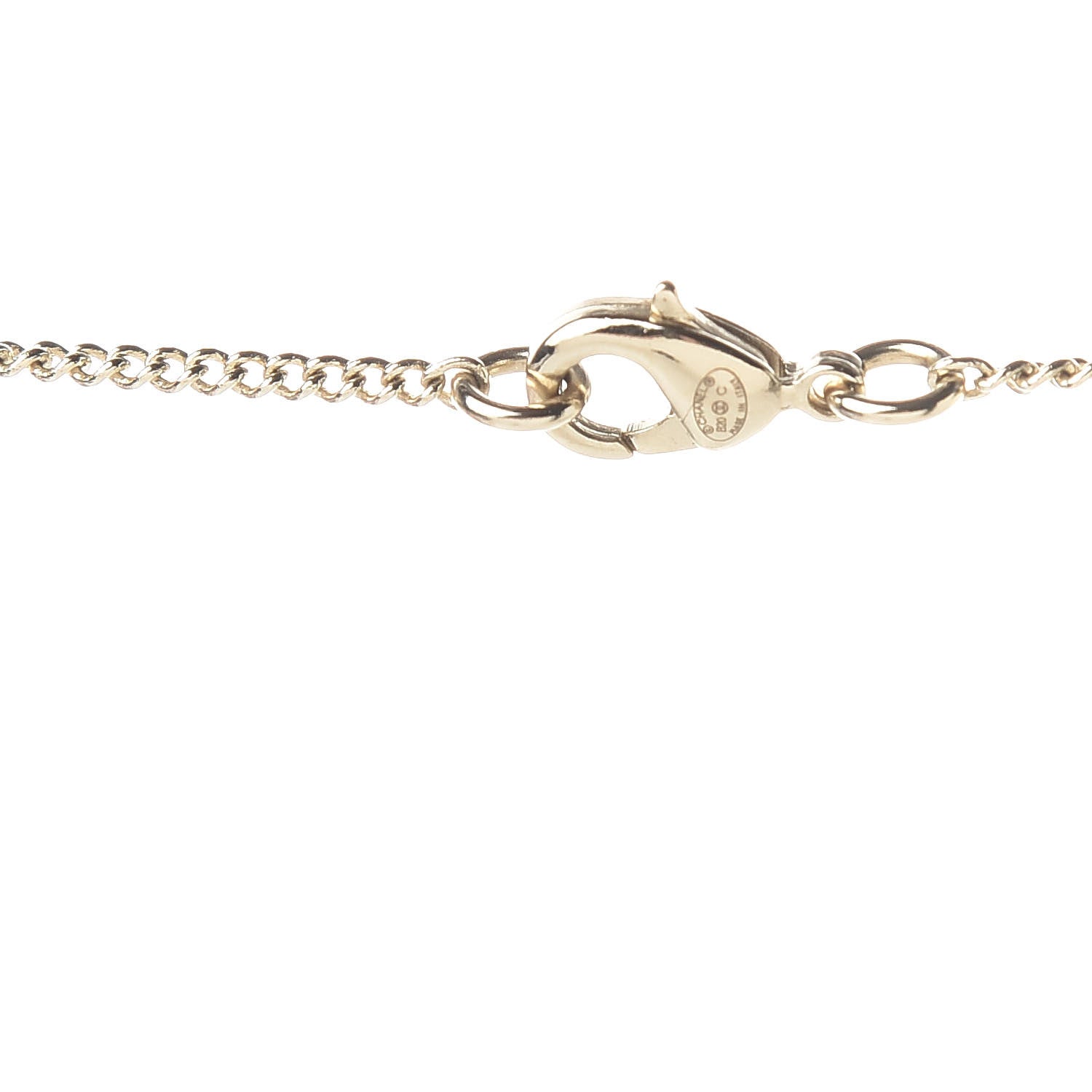Chanel Metal Lambskin Logo Necklace Black Gold 4 of 5