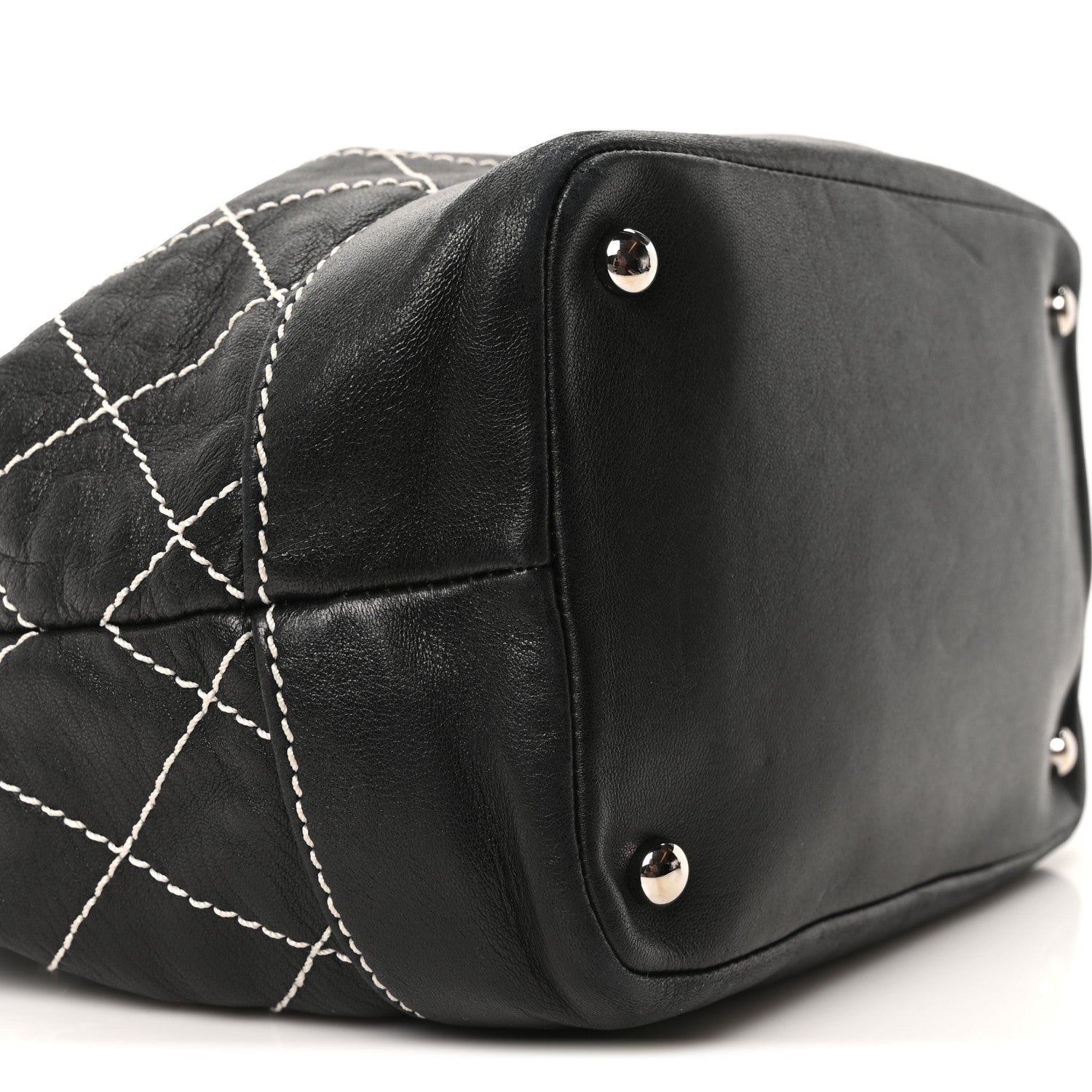 Chanel Calfskin Contrast Stitch Surpique Bucket Bag Black 9 of 10