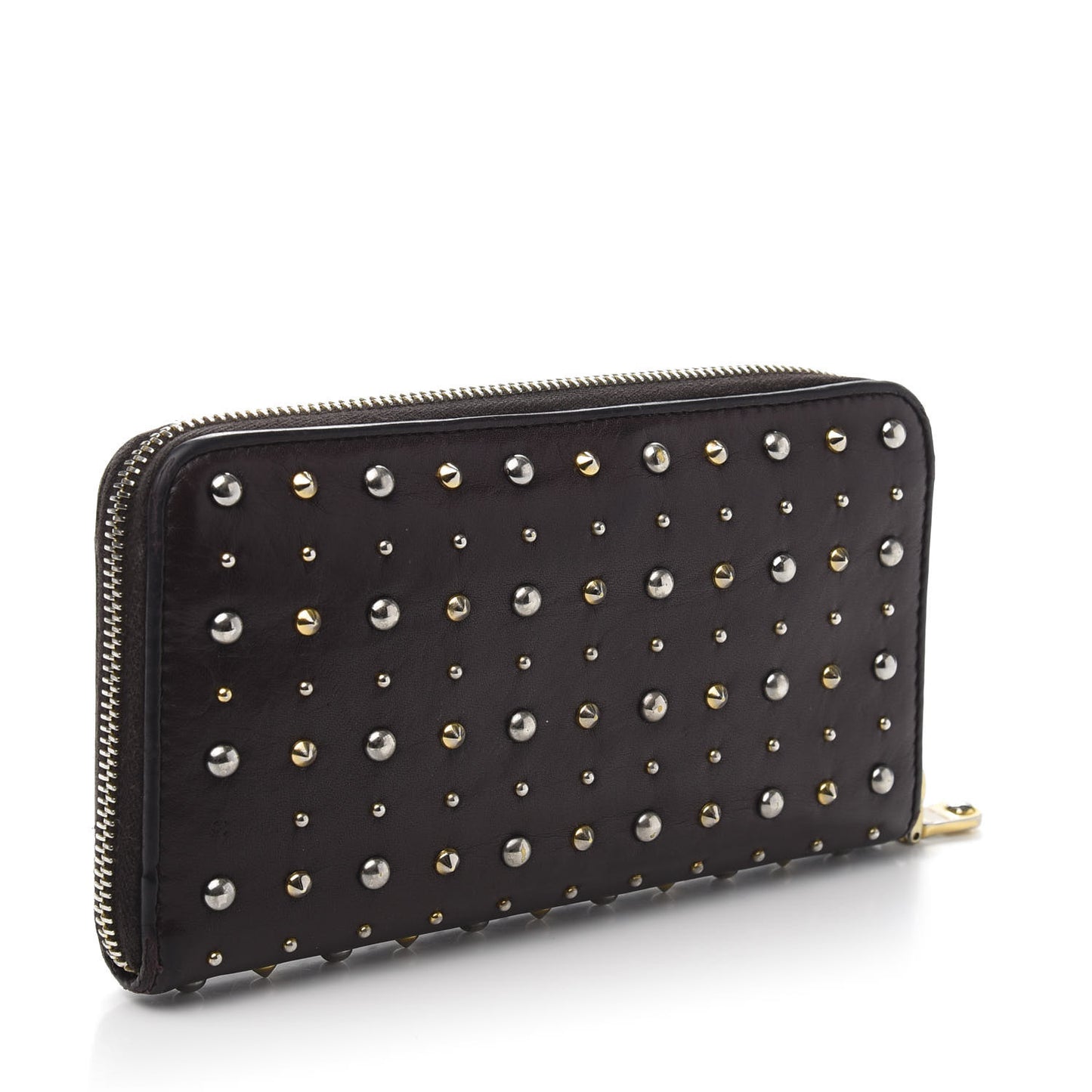 Nappa Studded Zip Around Wallet Prugna