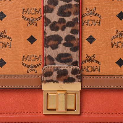 MCM Calf Hair Leopard Print Calfskin Visetos Satchel Cognac Orange 11 of 16