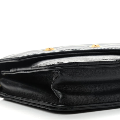 Chanel Lambskin Chevron Quilted Medallion Wallet On Chain WOC Black 9 of 14