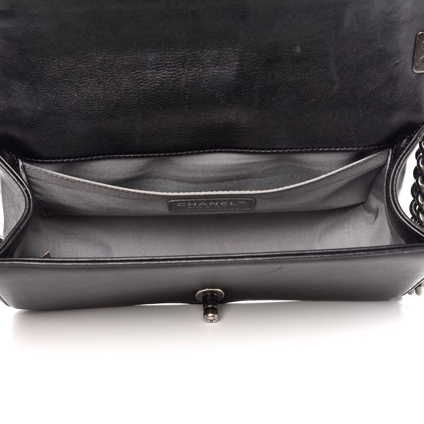 Calfskin Double Stitch Medium Boy Flap Black