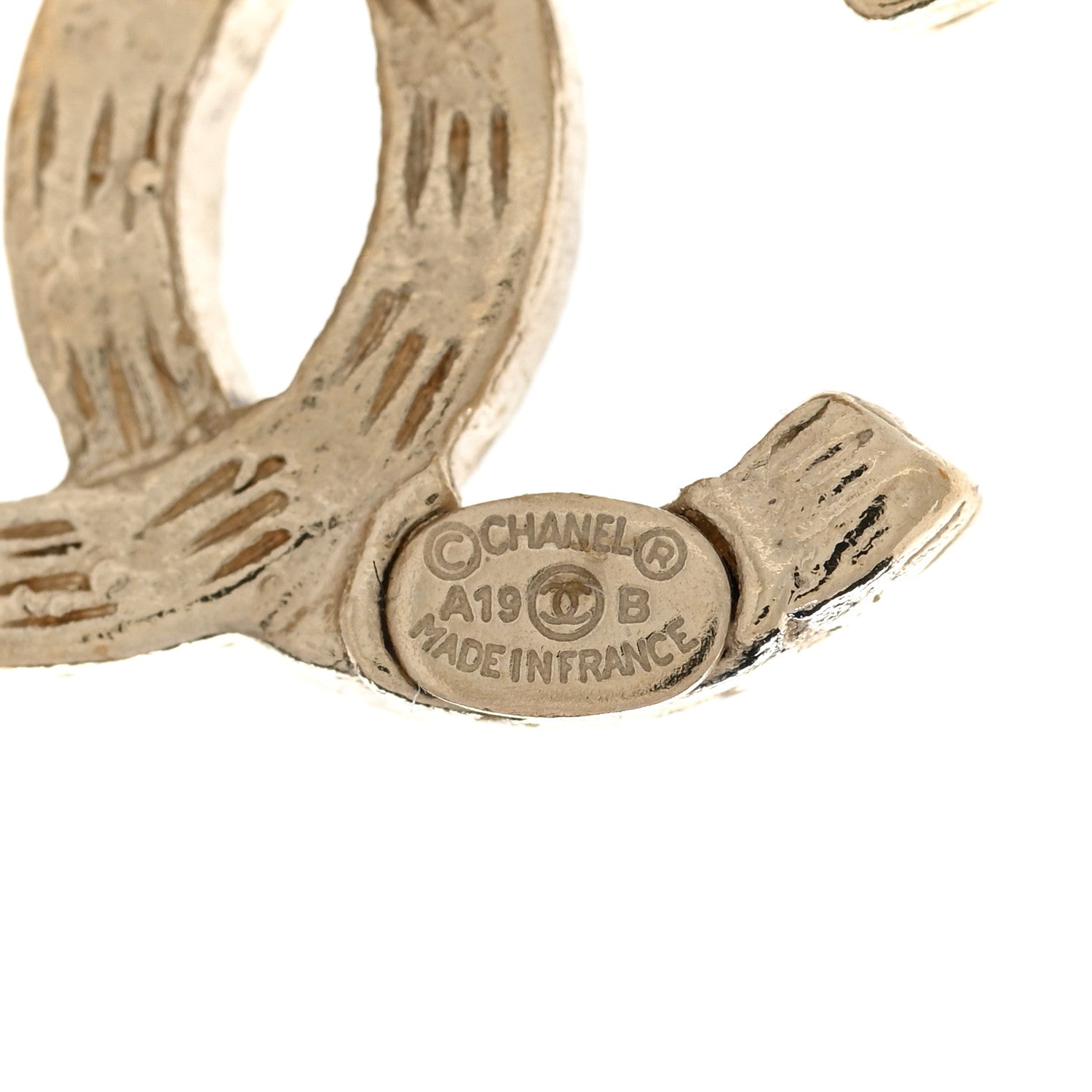 Chanel Crystal Mini Timeless CC Earrings Light Gold 4 of 4