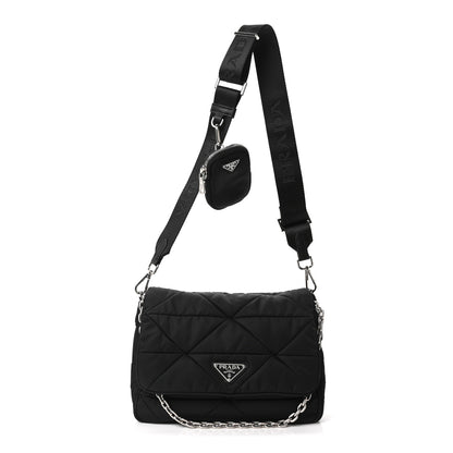 Prada Re-Nylon Quilted Padded Flap Shoulder Bag Black 1 of 10