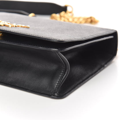 Prada Saffiano Soft Chain Shoulder Bag Black 6 of 9