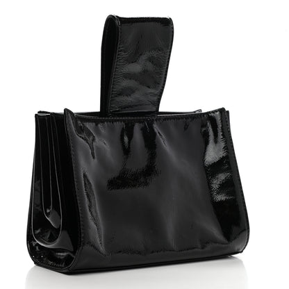 Chanel Patent Mademoiselle Lock Convertible Wrist Clutch Bag Black 4 of 8
