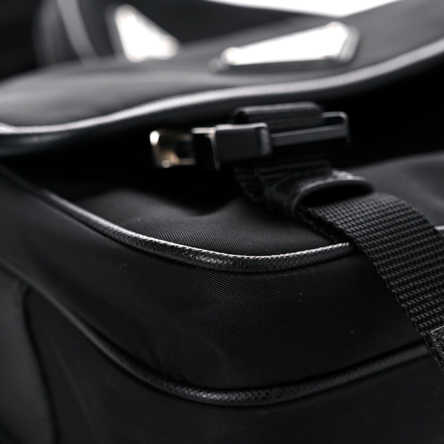 Prada Re-Nylon Saffiano Pocket Double Snap Buckle Shoulder Bag Black 8 of 13