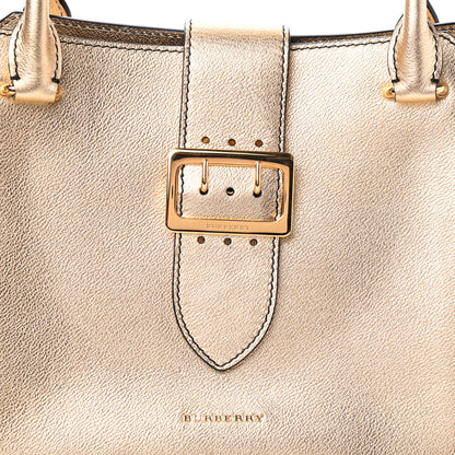 Burberry Metallic Soft Grain Calfskin Medium Buckle Tote Gold 7 of 9