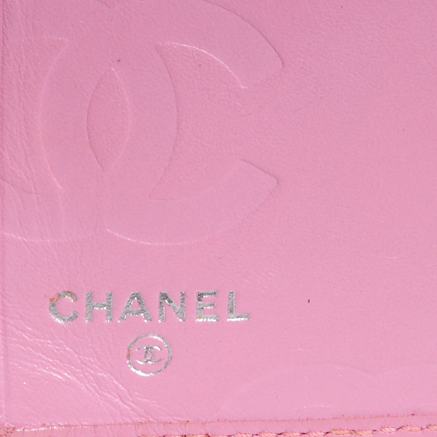 Calfskin Quilted Cambon Quilted Yen Wallet Pink
