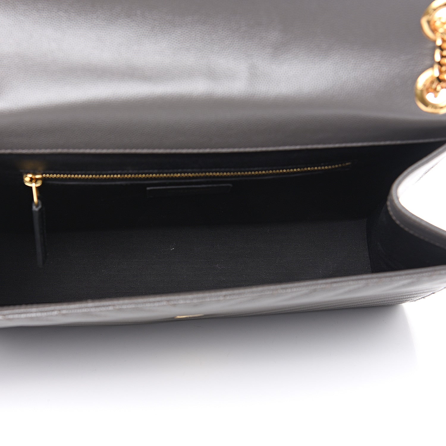 Saint Laurent Grain De Poudre Matelasse Chevron Large Monogram Satchel Earth 4 of 8