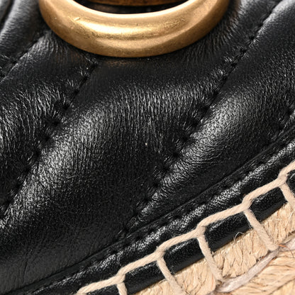 Gucci Nappa Matelasse GG Marmont Ankle Wrap Platform 35/120mm Espadrille Wedges 38.5 Black 10 of 11