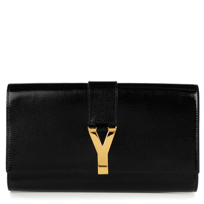 Saint Laurent Textured Patent Classic Y Ligne Clutch Black 1 of 7