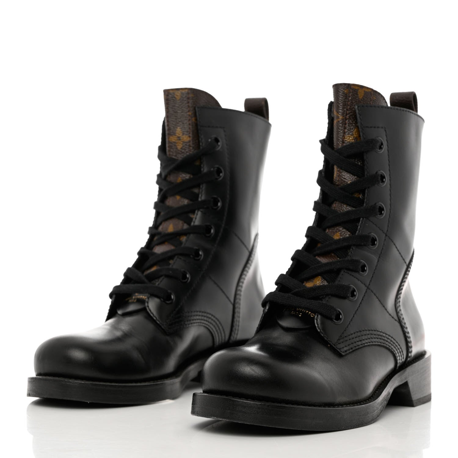 Louis Vuitton Calfskin Monogram Metropolis Flat Ranger Boots 37.5 Black 3 of 12
