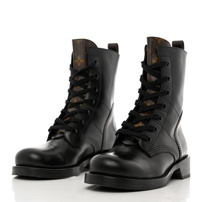 Louis Vuitton Calfskin Monogram Metropolis Flat Ranger Boots 37.5 Black 3 of 12