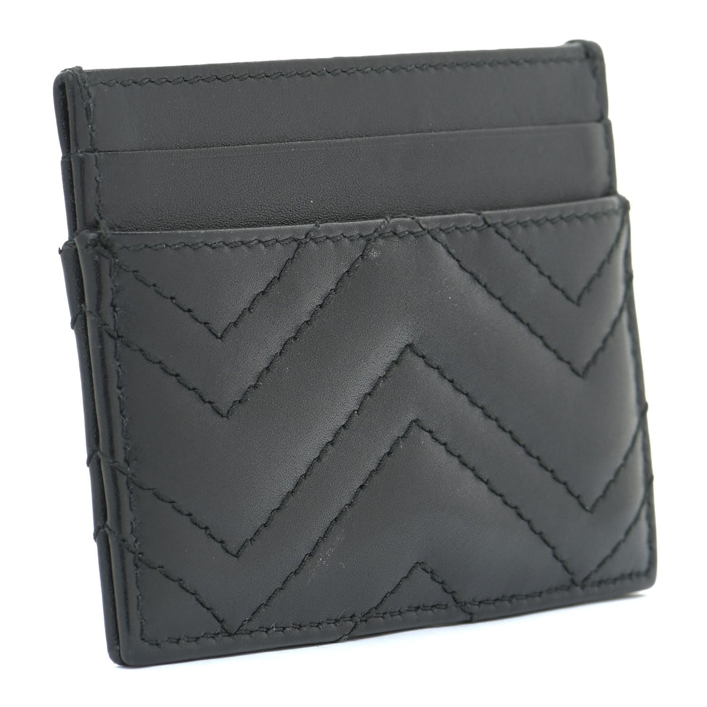 Calfskin Matelasse GG Marmont Card Holder Black