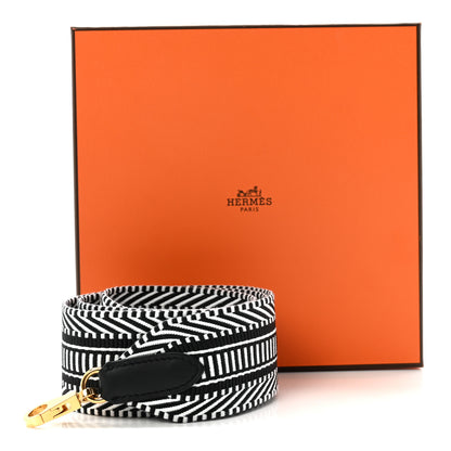 Hermes Toile Swift 50mm Sangle Cavale Shoulder Strap Black Ecru 6 of 6