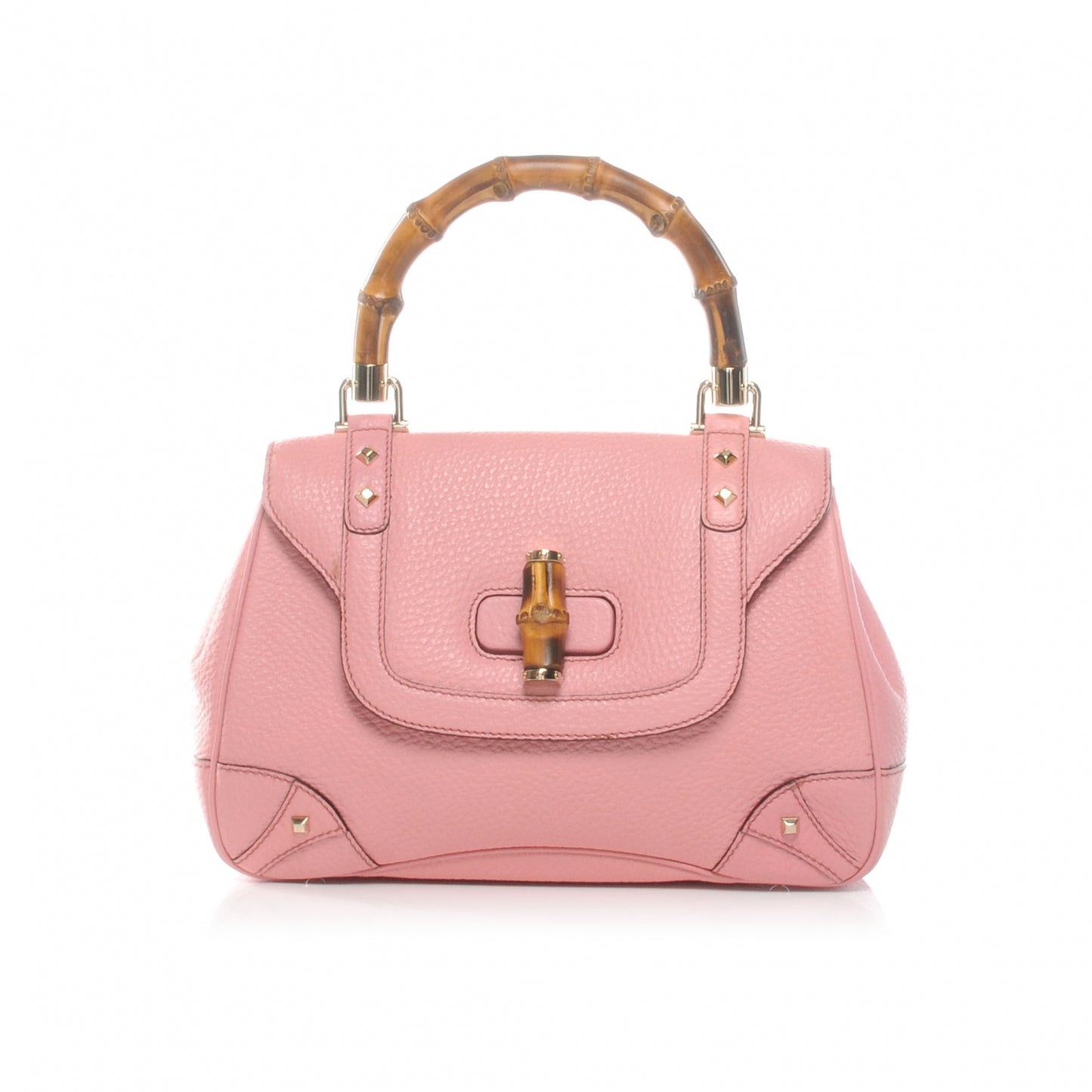 Calfskin Bamboo Top Handle Bag Pink
