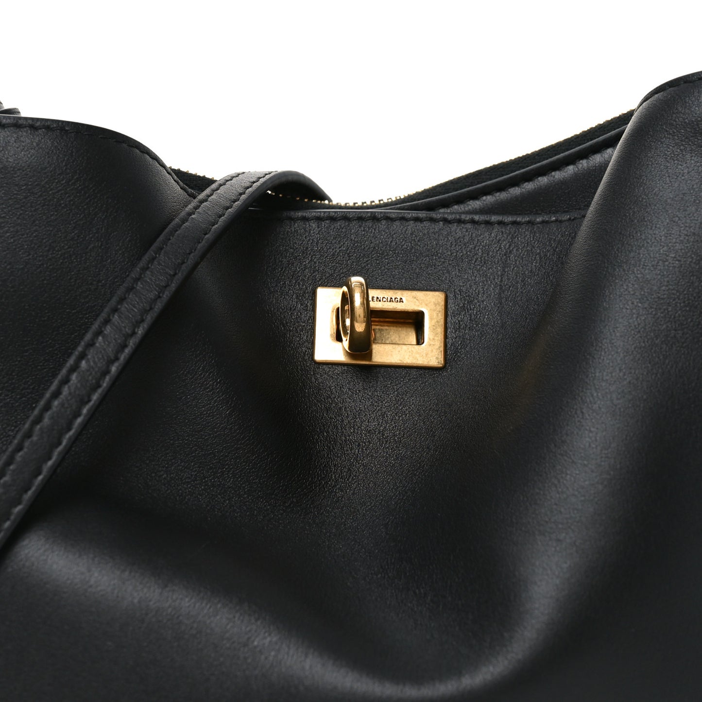 Natural Smooth Calfskin Small Rodeo Hobo Black