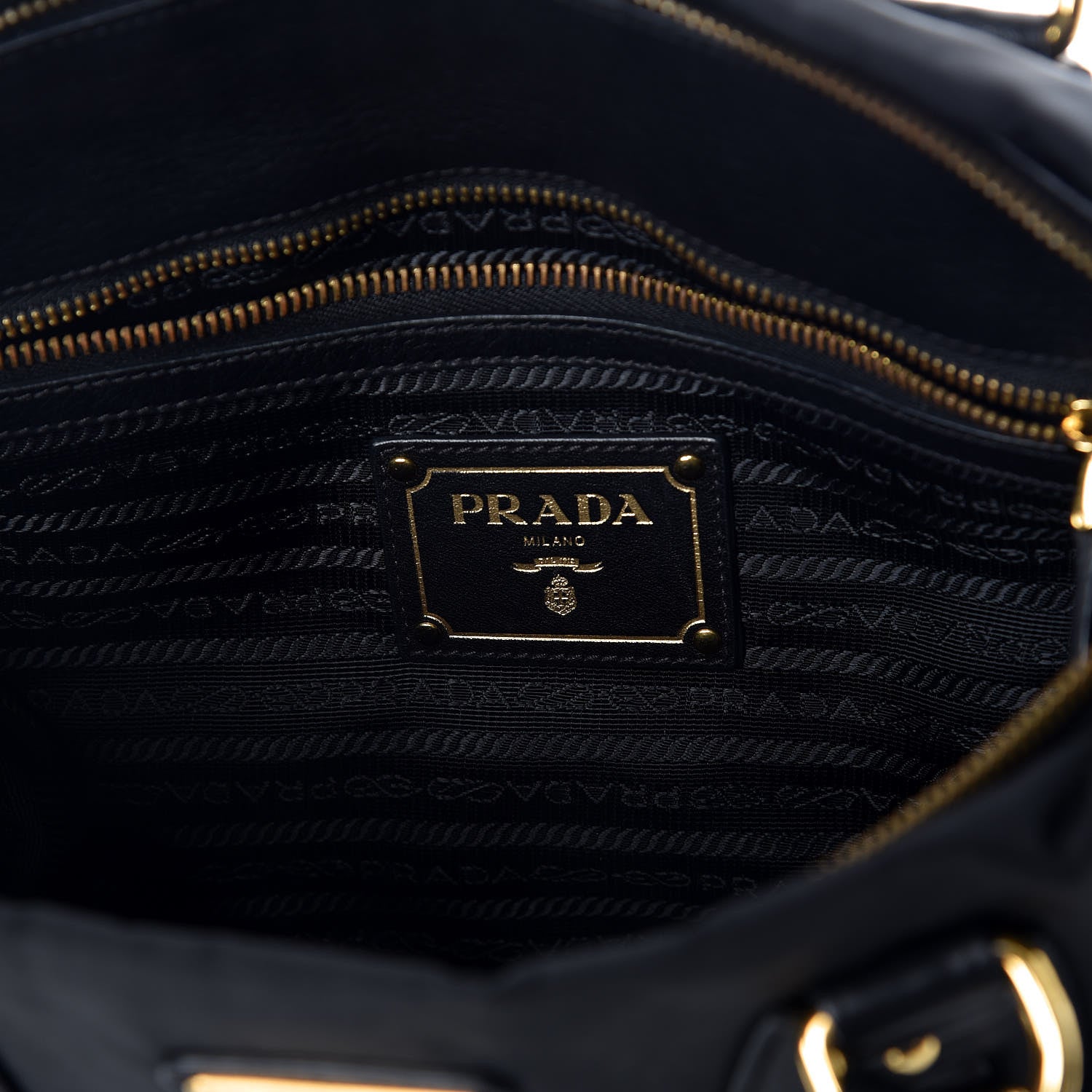 Prada Nylon Tessuto Soft Calfskin Small Shopping Satchel Black 7 of 11