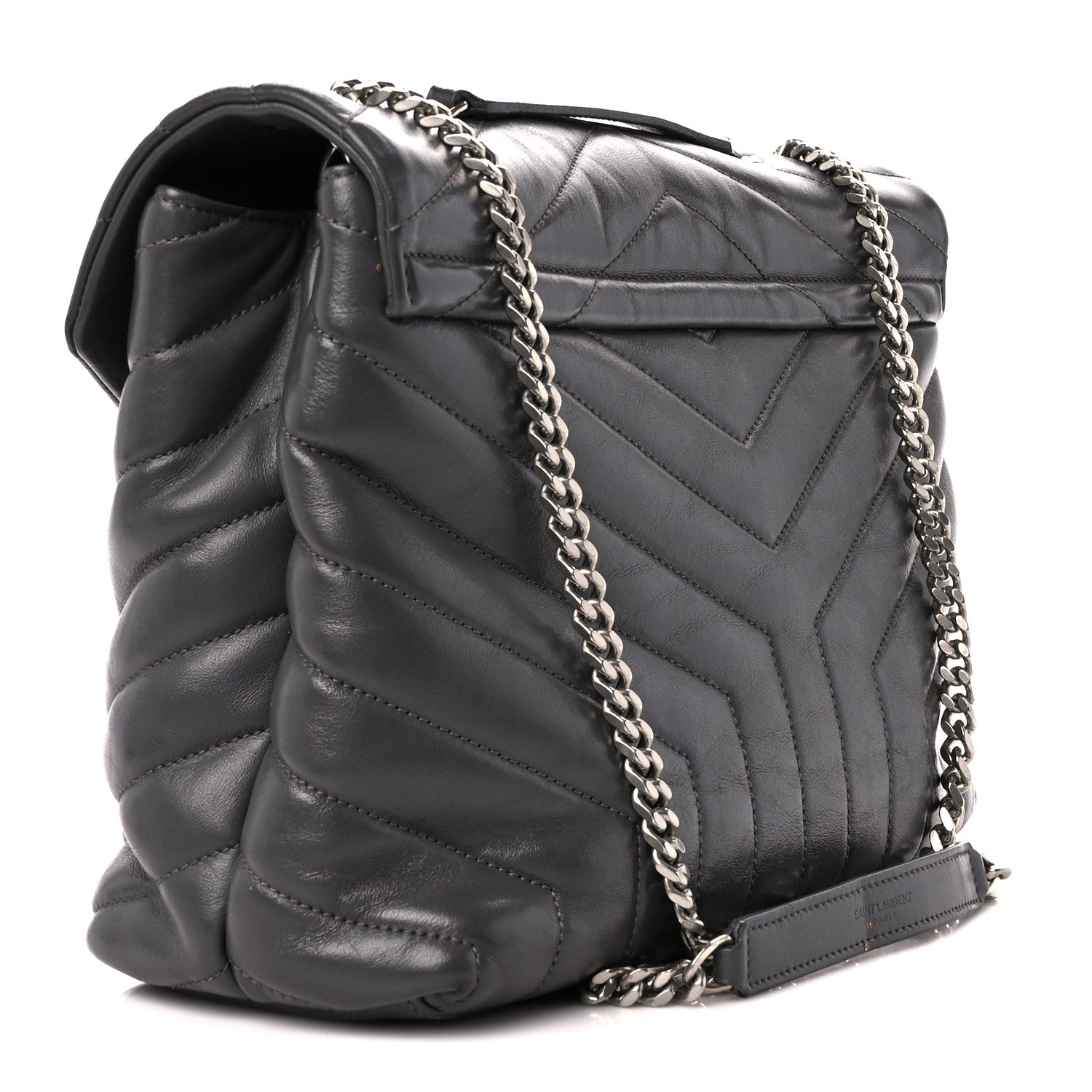 Saint Laurent Calfskin Y Quilted Monogram Medium Loulou Chain Satchel Earth 3 of 12