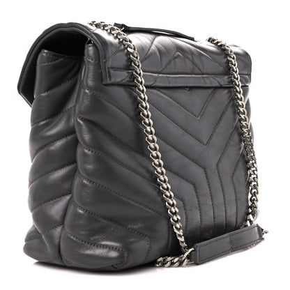 Saint Laurent Calfskin Y Quilted Monogram Medium Loulou Chain Satchel Earth 3 of 12