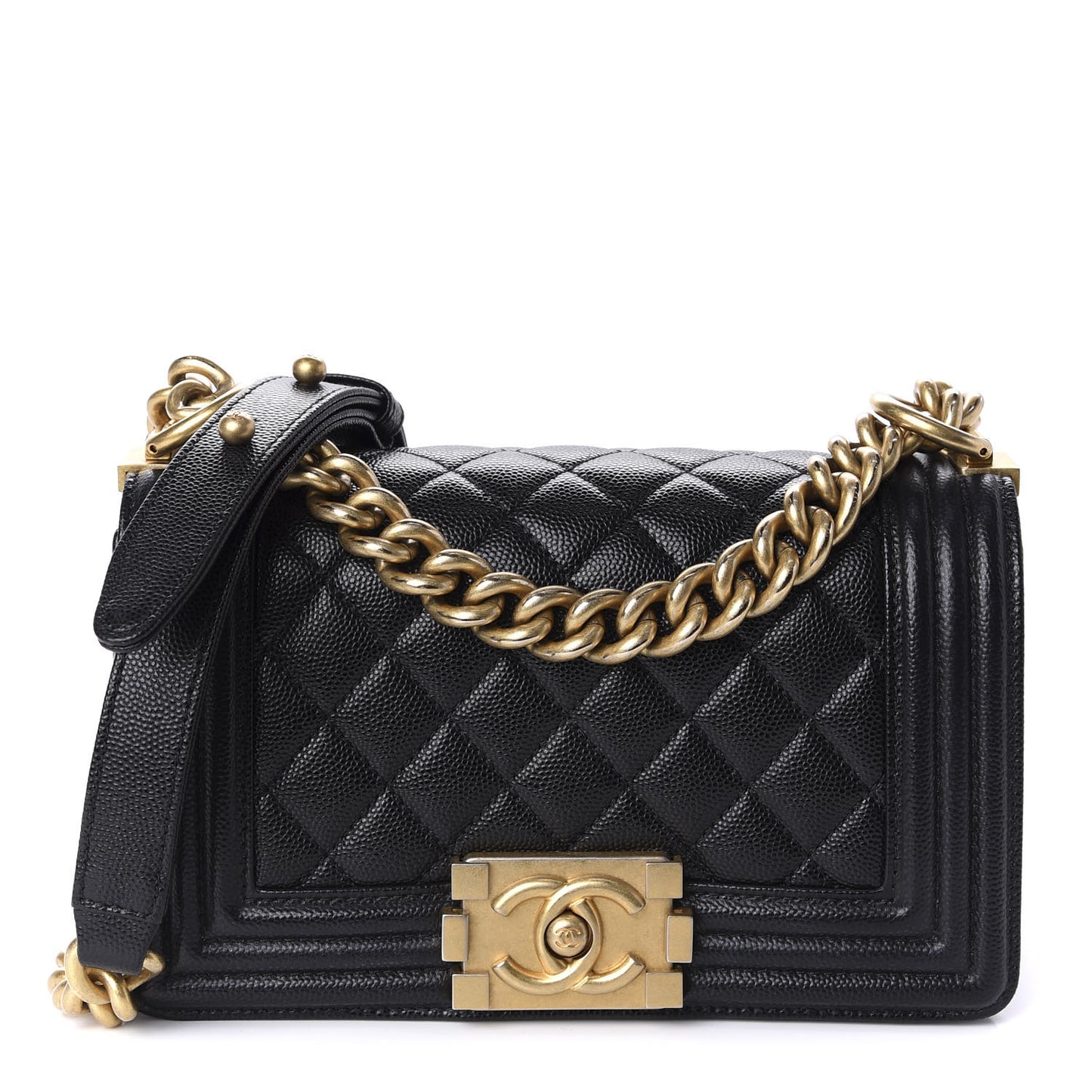 Caviar Quilted Small Boy Flap Black