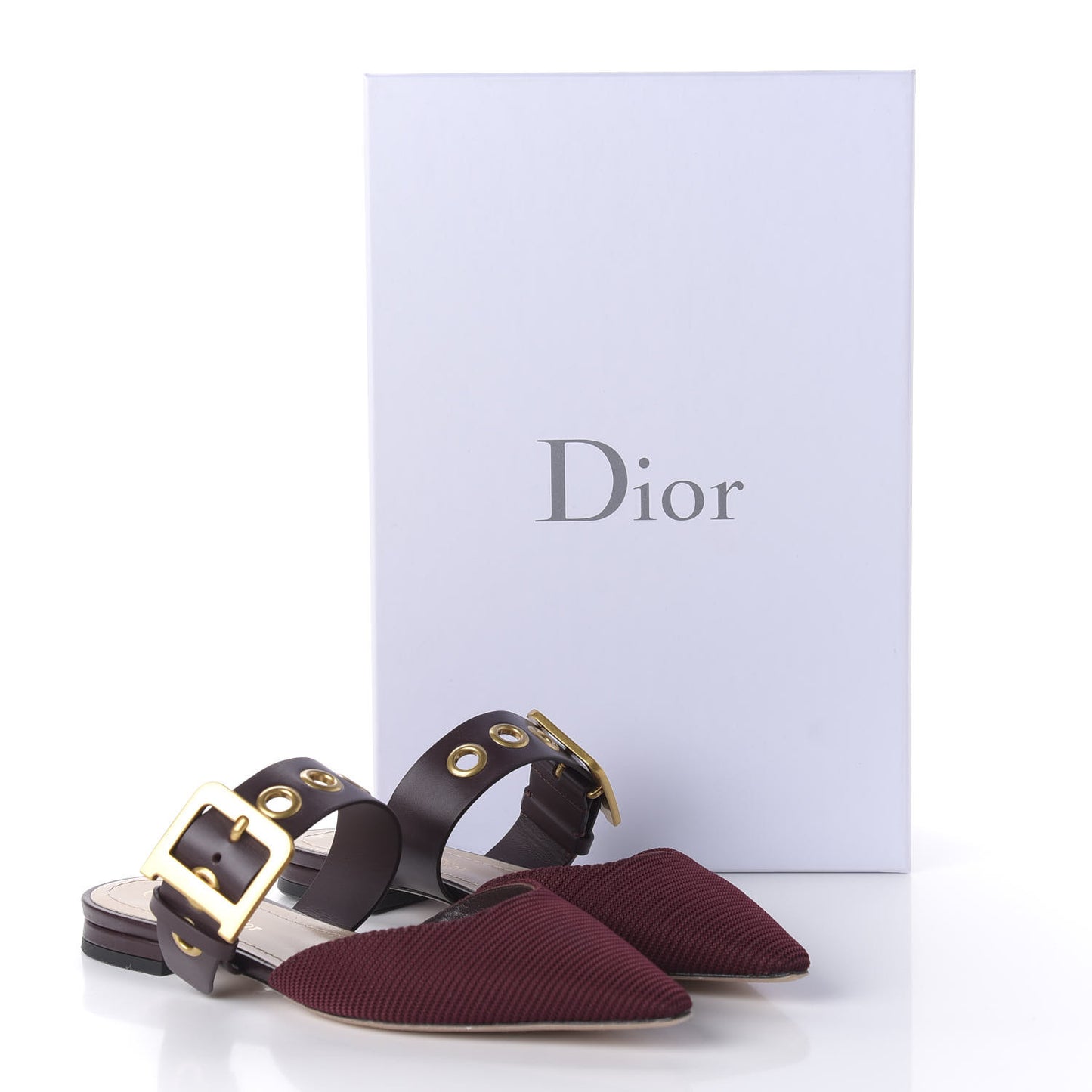 Technical Fabric D-Dior Ballerina Flat Mule 35.5 Rouge Black