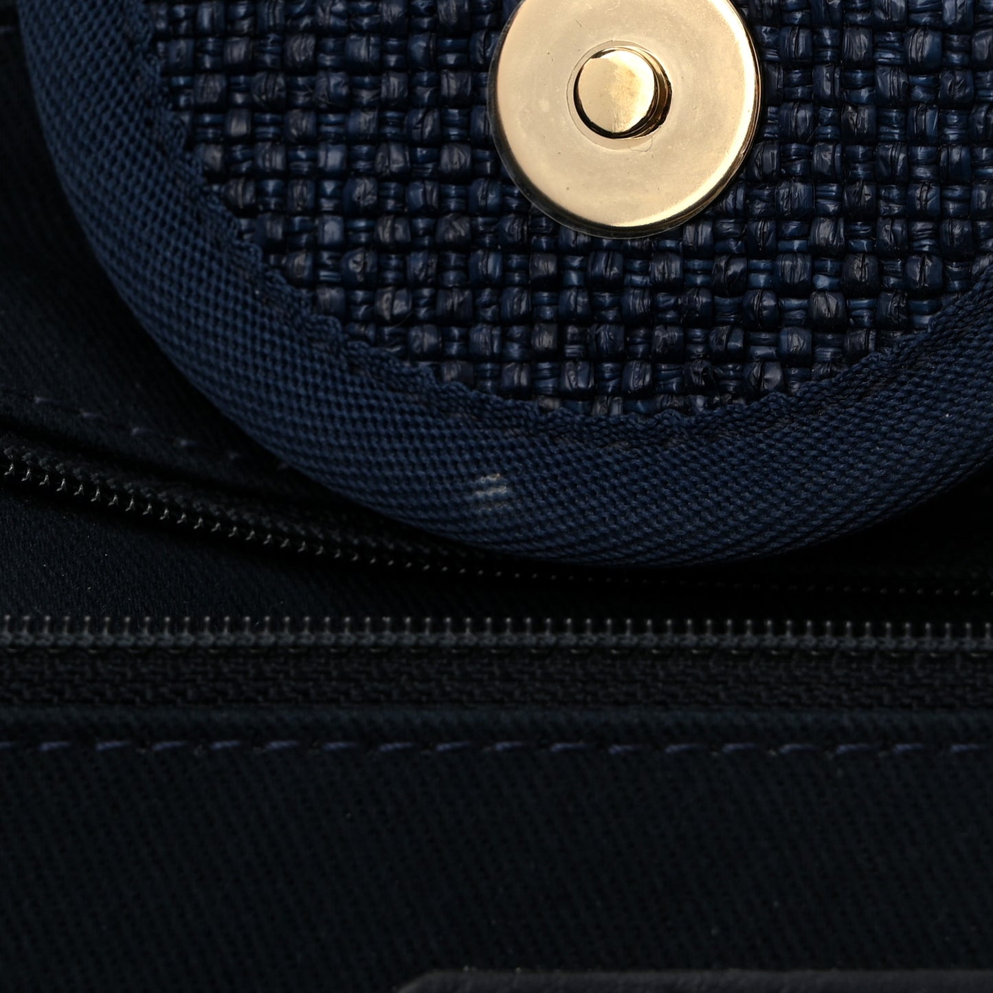 Woven Straw Raffia Medium Deauville Tote Navy