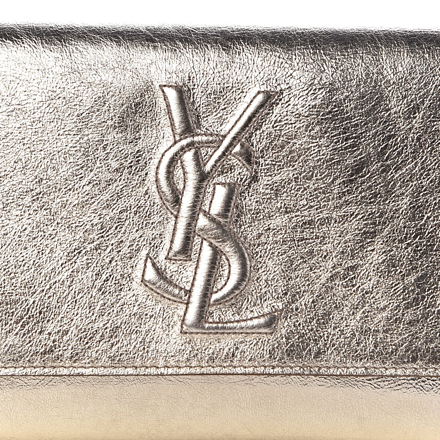 Saint Laurent Metallic Calfskin Monogram Large Belle De Jour Clutch Gold 12 of 12