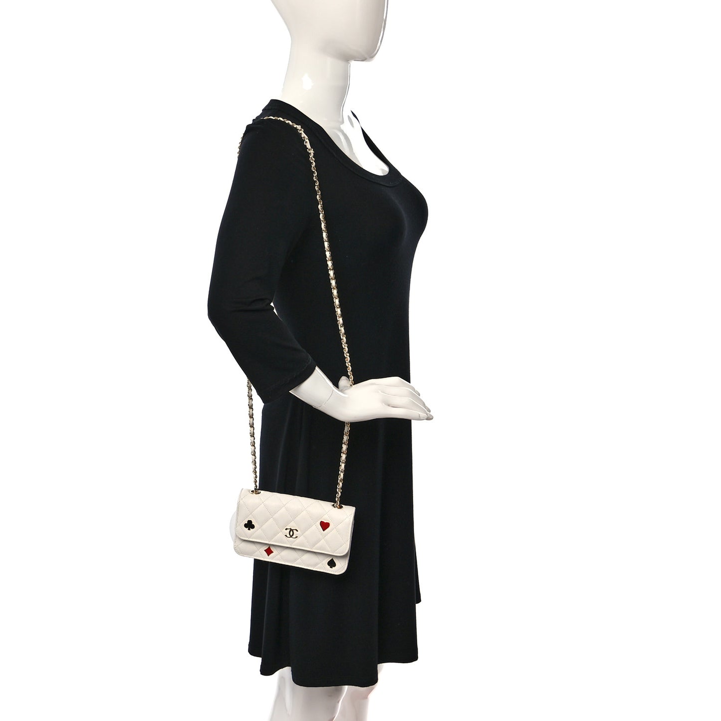 Caviar Quilted Enamel Coco Casino Flap Phone Holder With Chain White