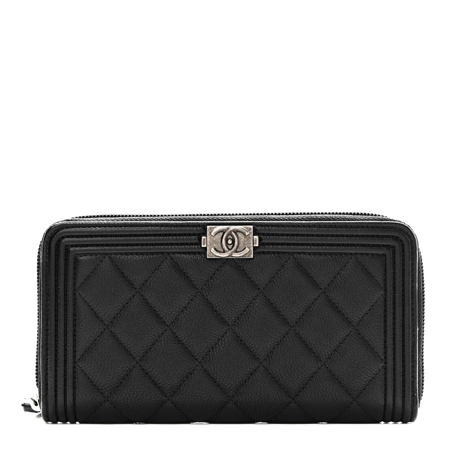 Chanel Caviar Quilted Boy Long Zip Around Wallet Black 1 of 8