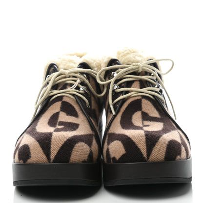 Gucci Wool Faux Shearling G Rhombus Womens Victor Ankle Boots 38 Beige Cocoa 3 of 7