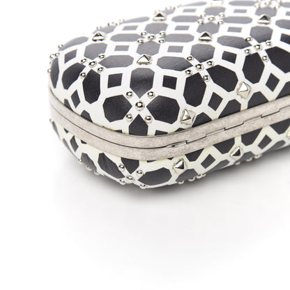 Alexander McQueen Lambskin Studded Skull Box Clutch Ivory Black 7 of 9