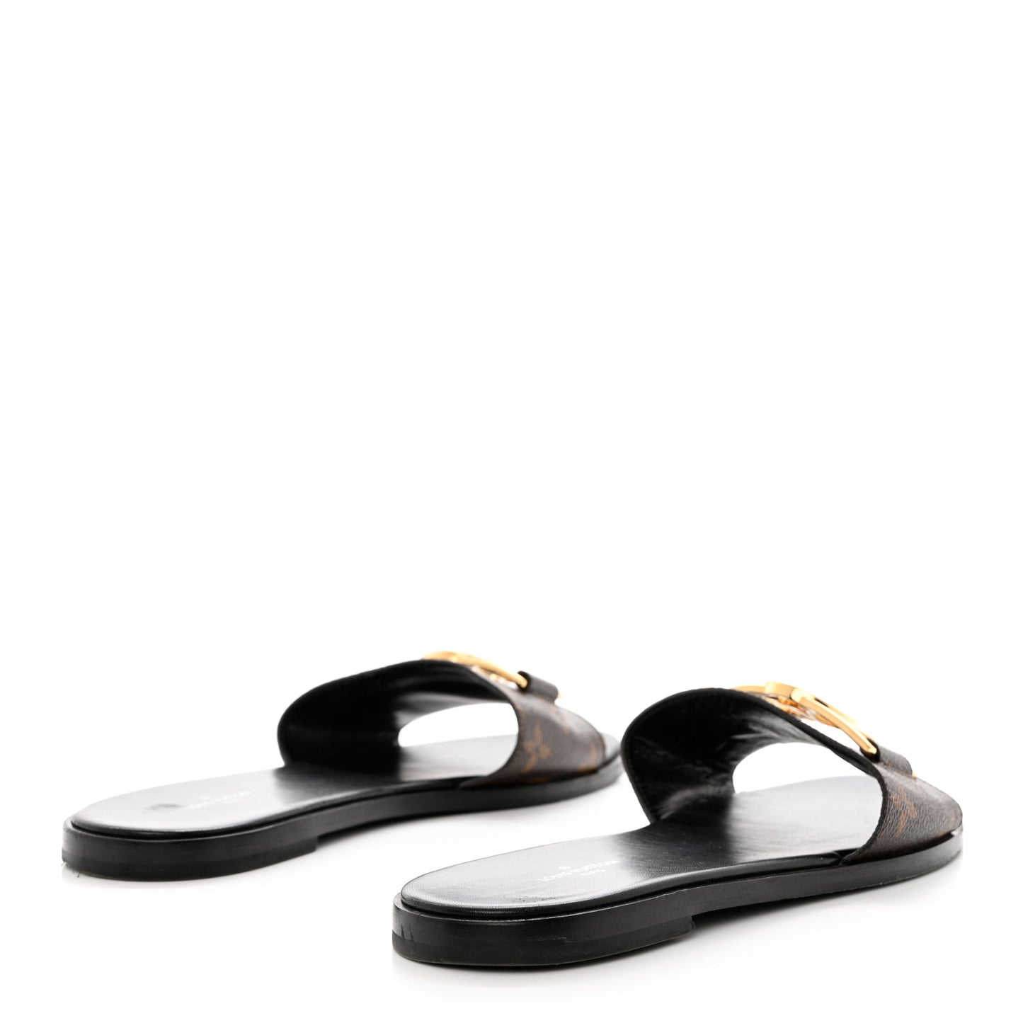 Patent Monogram Lock It Flat Mule 39.5 Black