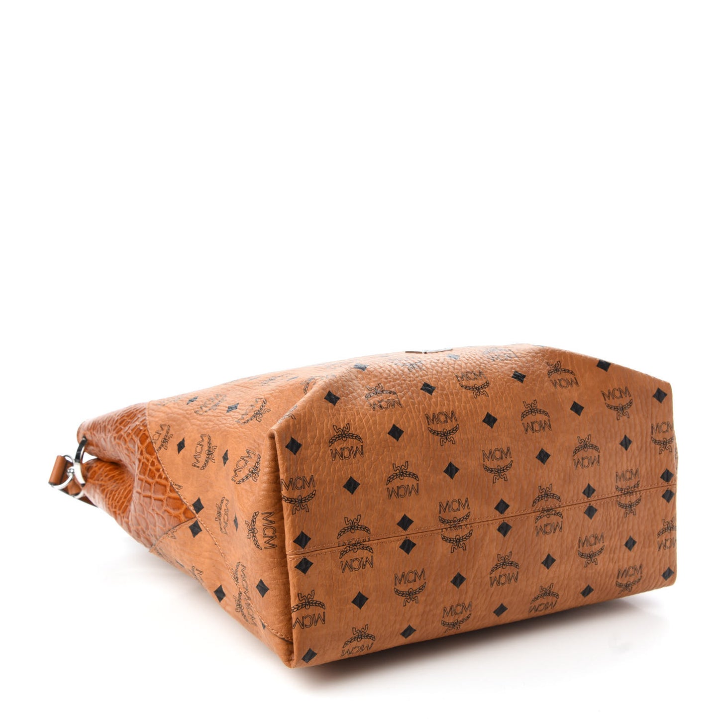 Visetos Calfskin Crocodile Embossed Large Klara Hobo Cognac