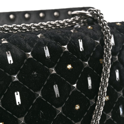 Valentino Garavani Velvet Small Rockstud Spike Embellished Shoulder Bag Black 13 of 15