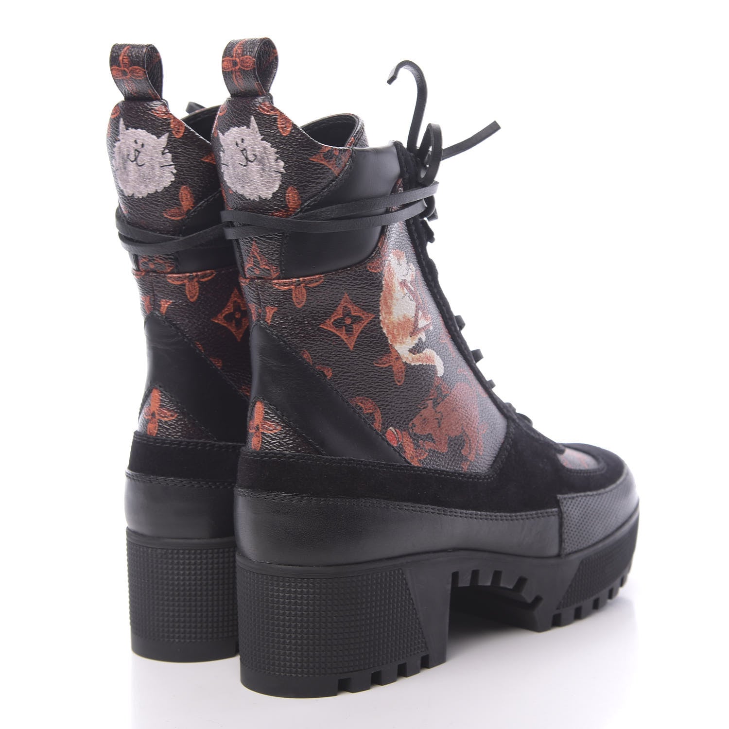 Louis Vuitton Suede Calfskin Catogram Laureate Platform Desert Boots 39 Black Marron 4 of 8