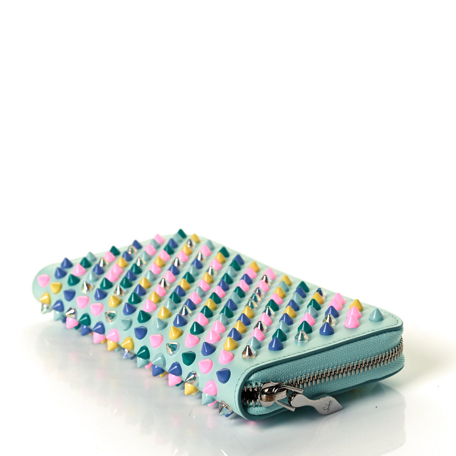 Christian Louboutin Calfskin Panettone Spiked Zip Around Wallet Source Multicolor 7 of 8