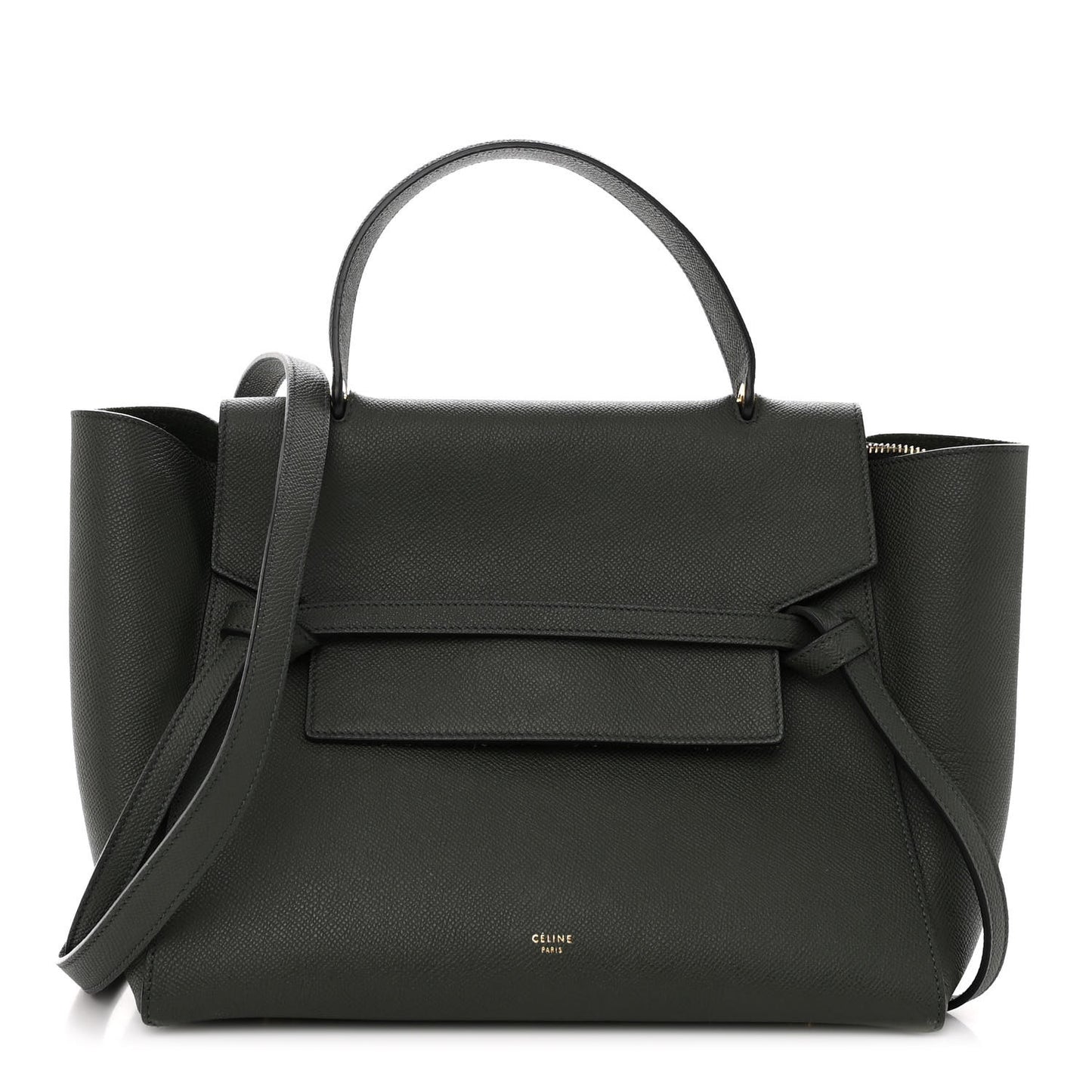 Grained Calfskin Mini Belt Bag Dark Green