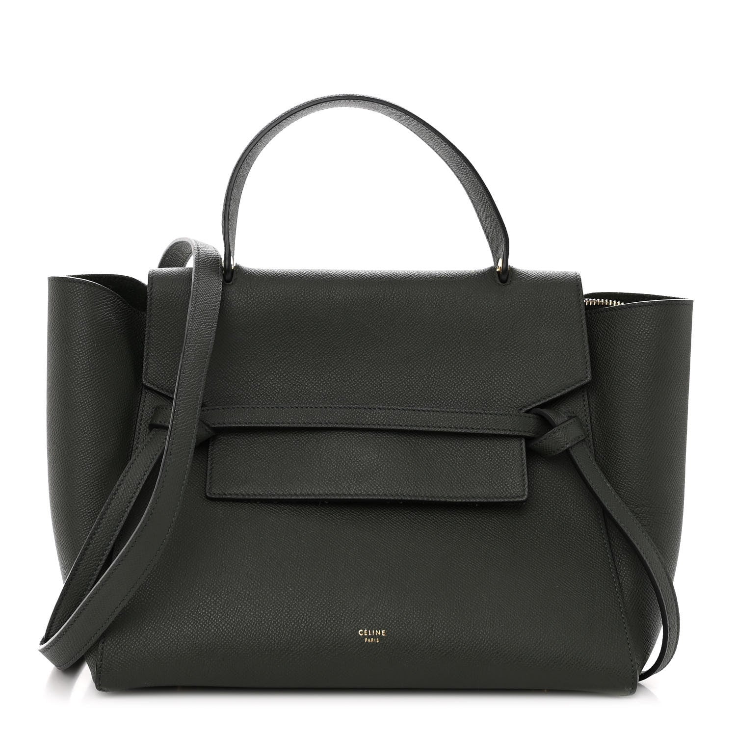Celine Grained Calfskin Mini Belt Bag Dark Green 1 of 9