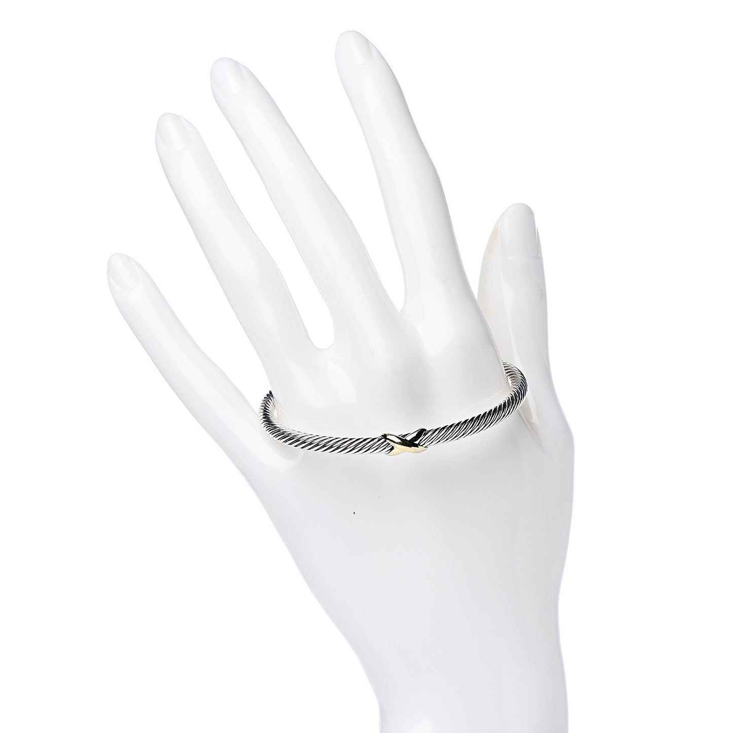 Sterling Silver 18K Yellow Gold 4mm X Station Cable Bracelet