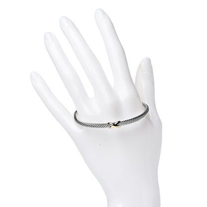 David Yurman Sterling Silver 18K Yellow Gold 4mm X Station Cable Bracelet 2 of 4