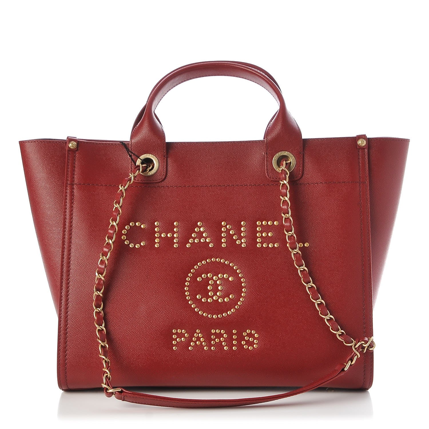 Chanel Caviar Small Studded Deauville Tote Burgundy 1 of 9