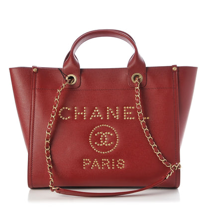Chanel Caviar Small Studded Deauville Tote Burgundy 1 of 9