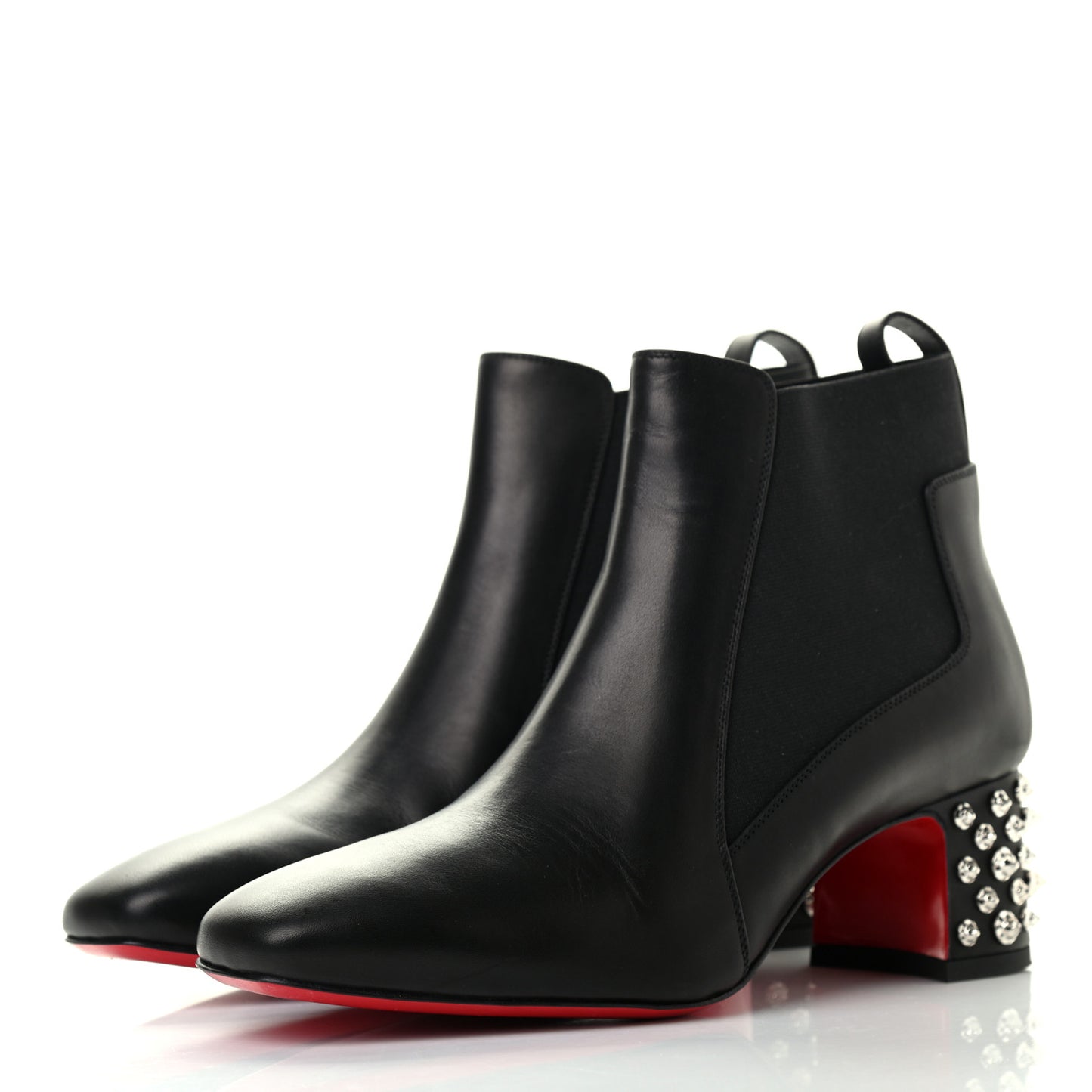 Calfskin Spiked Study Stretch 55 Ankle Boots 38 Black