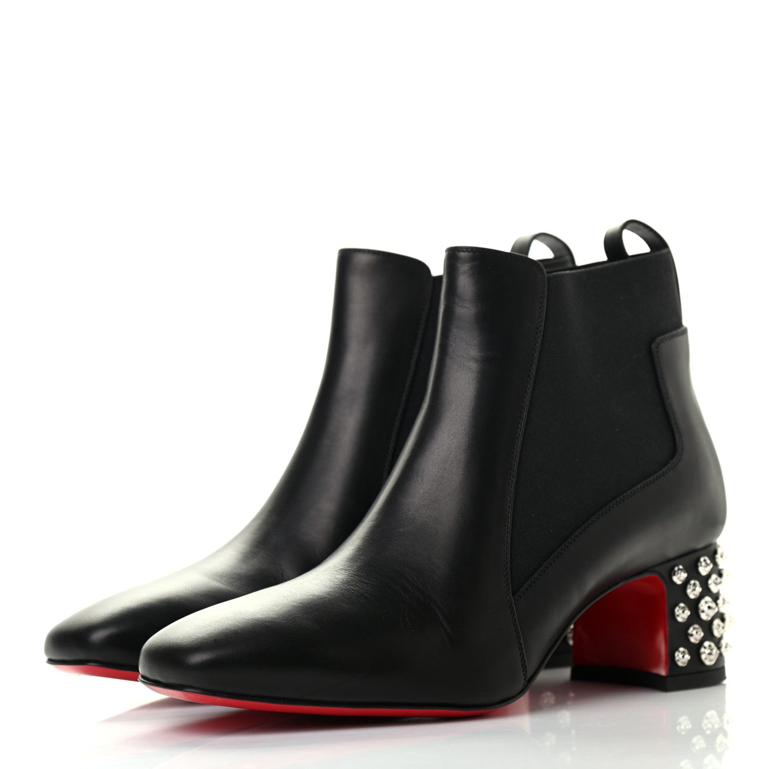 Christian Louboutin Calfskin Spiked Study Stretch 55 Ankle Boots 38 Black 3 of 7