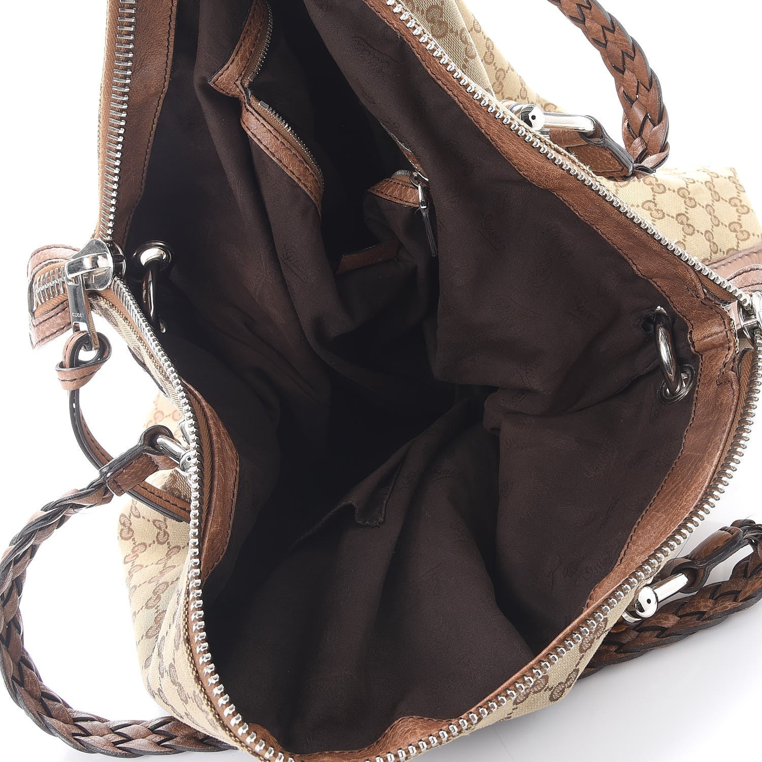 Gucci Monogram Large Bamboo Bar Tassel Shoulder Bag Brown 5 of 18