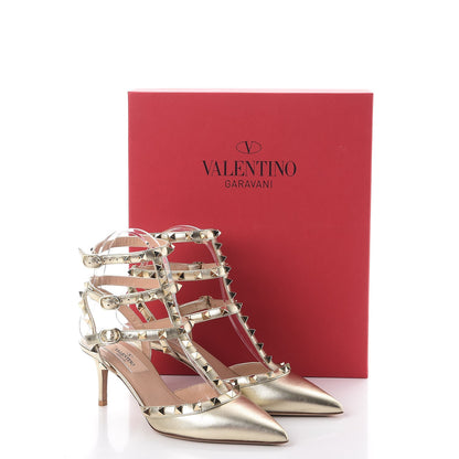 Valentino Garavani Nappa Rockstud Ankle Strap 65mm Pumps 36 Gold 12 of 12